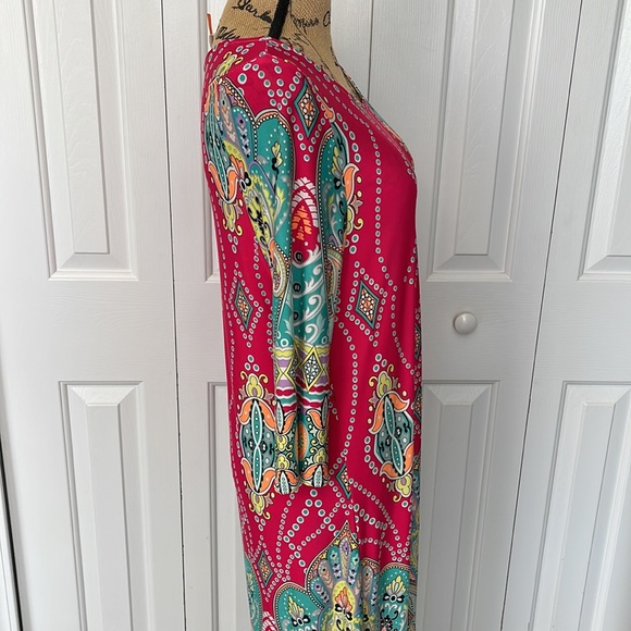 NWOT MOA Pink Pattern 3/4 Sleeve Dress - Picture 4 of 7